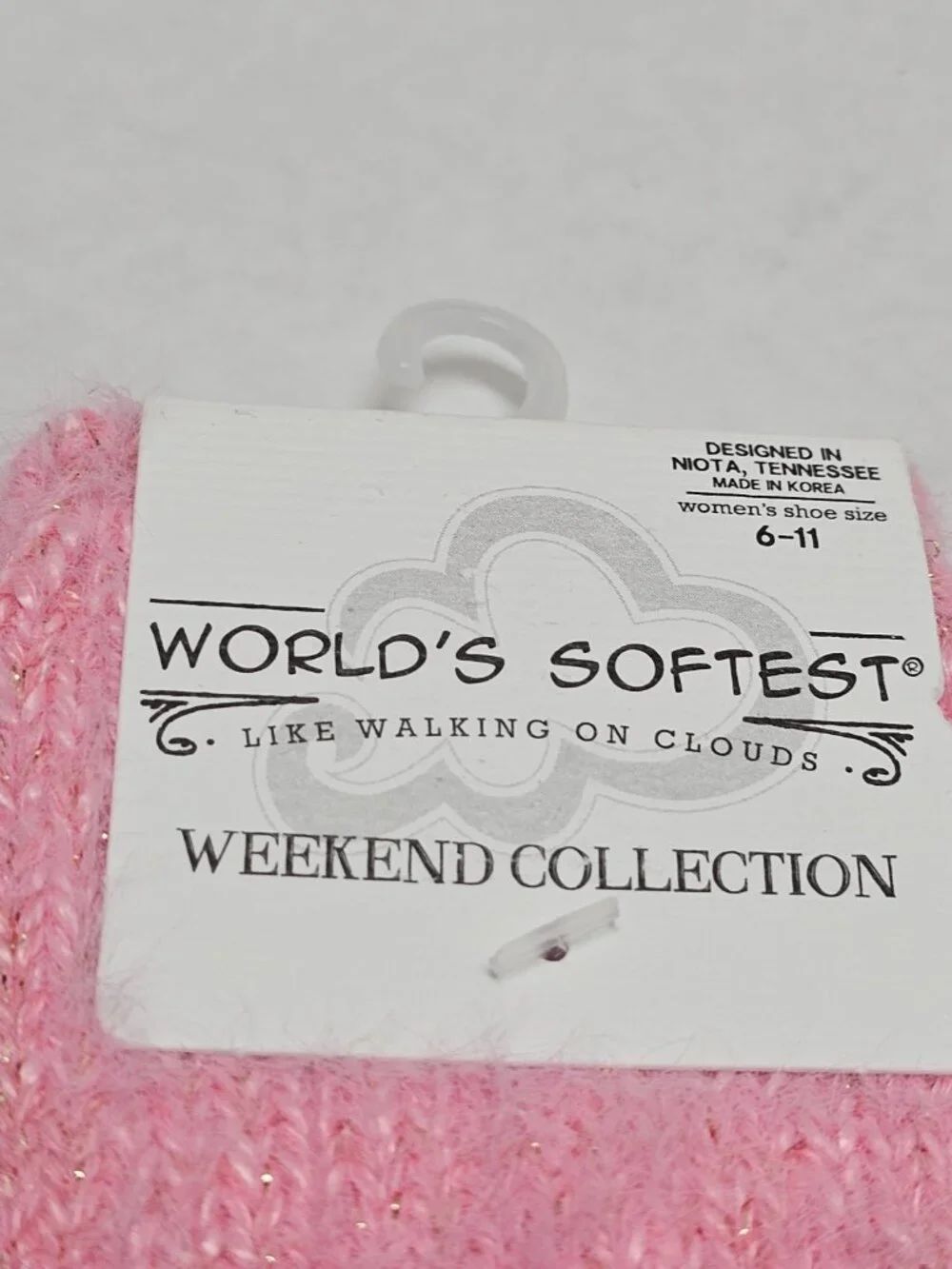 New Women Worlds Softest Pink Glit Pair Socks Weekend Collection Shoes Size 6-11